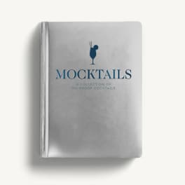 Silver book titled "Mocktails" with a cocktail glass icon