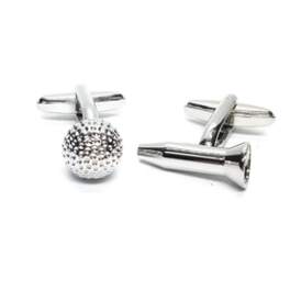 Silver metal cufflinks with a textured round face