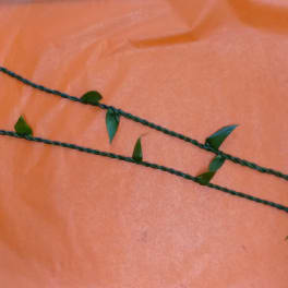 Two braided green vine garlands on orange wrapping paper