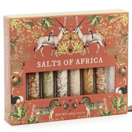 Decorative box of assorted salts with African animal illustrations