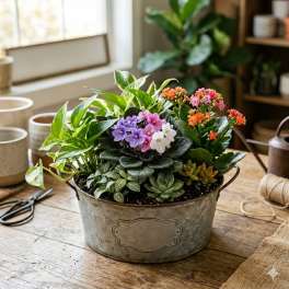 Rustic Charm Mixed Plant Garden