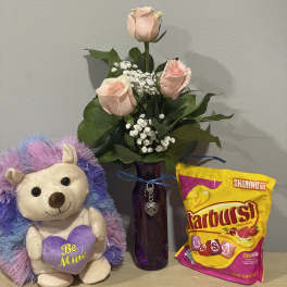 Pink Roses & Hedgehog Trio