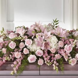 Pink casket spray