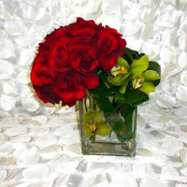 Custom Arrangement with Roses and Cymbidium Orchid