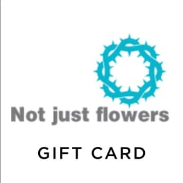 Gift card with a floral logo and the words "Not just flowers"