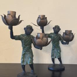 Vintage Asian Monkey Candle Holders (Set)