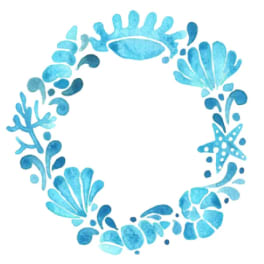 Blue watercolor floral wreath on a white background