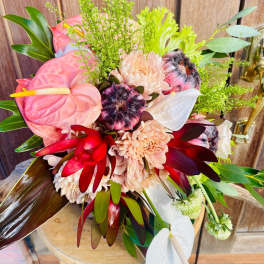 tropical spring mix wedding bouquet