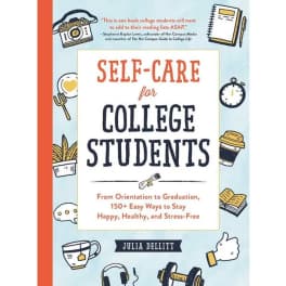 Book cover titled Self-Care for College Students with illustrated icons