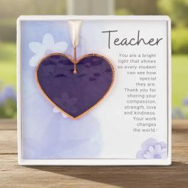 Teacher Keepsake Gift – Handmade Stained Glass Heart