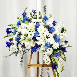 Blue and White Crescent Spray