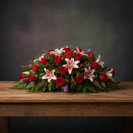CC09 Casket Cover Reds And Purples - Huntsville sympathy delivery
