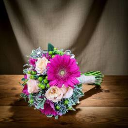 Hand Tied Bouquet Of Gerber Daisy's And Roses