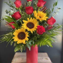 Sunflowers and Roses