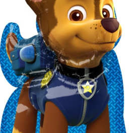 Paw Patrol Chase-shaped foil balloon in blue police uniform