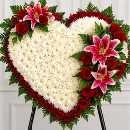 18in Full Heart White w/Red