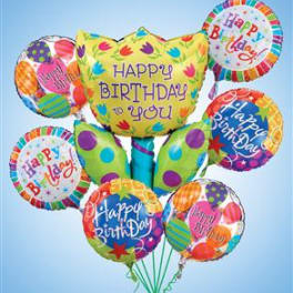 Birthday Flower Mylar Balloon Bundle