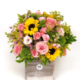Tall wood box arrangement Bright