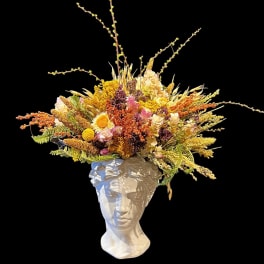 Unique Tapestry Dried Flowers in Goddess Vase