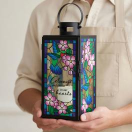 Memorial Lantern "Always and Forever" Stained Glass