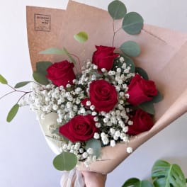 Red Rose Wrapped Bouquet (1/2dz)