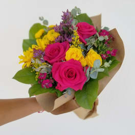 Scottsdale Mini color burst wrapped bouquet