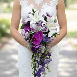 Lavender Orchid Cascade Bridal Bouquet
