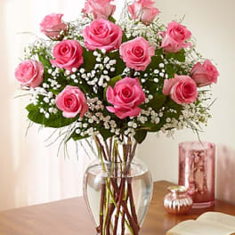 Rose Elegance Premium 1 DOZ Long Stem Pink Roses