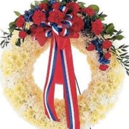 Patriotic Wreath white and Red