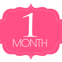 Pink badge with the text "1 MONTH"
