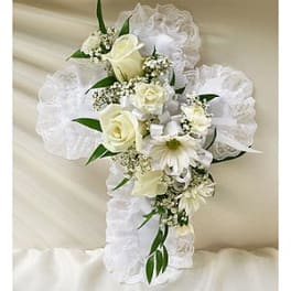 White Satin Cross Casket Pillow