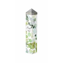 Tall decorative memorial lantern with leafy pattern and "Always loved" text