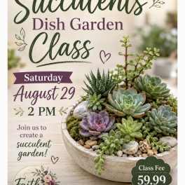 Succulent dish garden in a shallow bowl with assorted rosette succulents