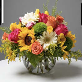 Sun flower, rose bowl