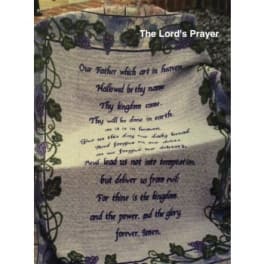 Decorative wall hanging with The Lord's Prayer text and floral border