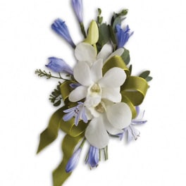 Blue and White Elegance Corsage