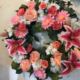 Silk flower sympathy wreath