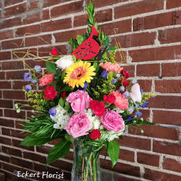 Eckert Florist's Cardinal Stake Bouquet