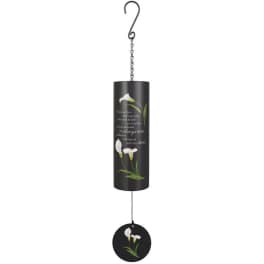 Black hanging wind chime with white calla lily design