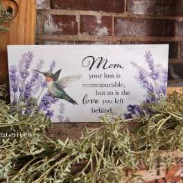Sympathy card with a hummingbird and lavender flowers