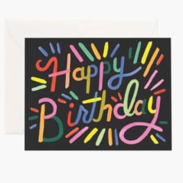Colorful "Happy Birthday" card on a black background
