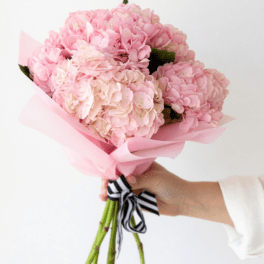 Lux Pink Hydrangea Hand Tied Bouquet