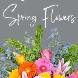Mixed bouquet with bright gerbera daisies, roses, and lilies