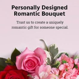 Pink and red rose bouquet with pink filler flowers