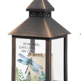 Bronze lantern with a dragonfly memorial insert