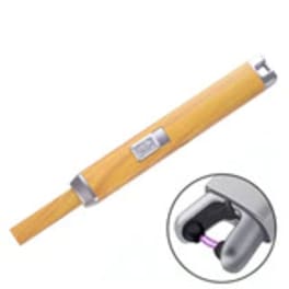 Yellow handheld lighter with a metal top