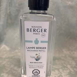 Clear bottle of Maison Berger Lampe Berger refill with a black cap