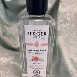 Clear bottle of Maison Berger Paris Lampe Berger refill with black cap