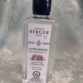 Clear bottle of Maison Berger Lampe Berger refill with black cap