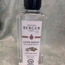 Clear bottle of Maison Berger Lampe Berger refill with a black cap